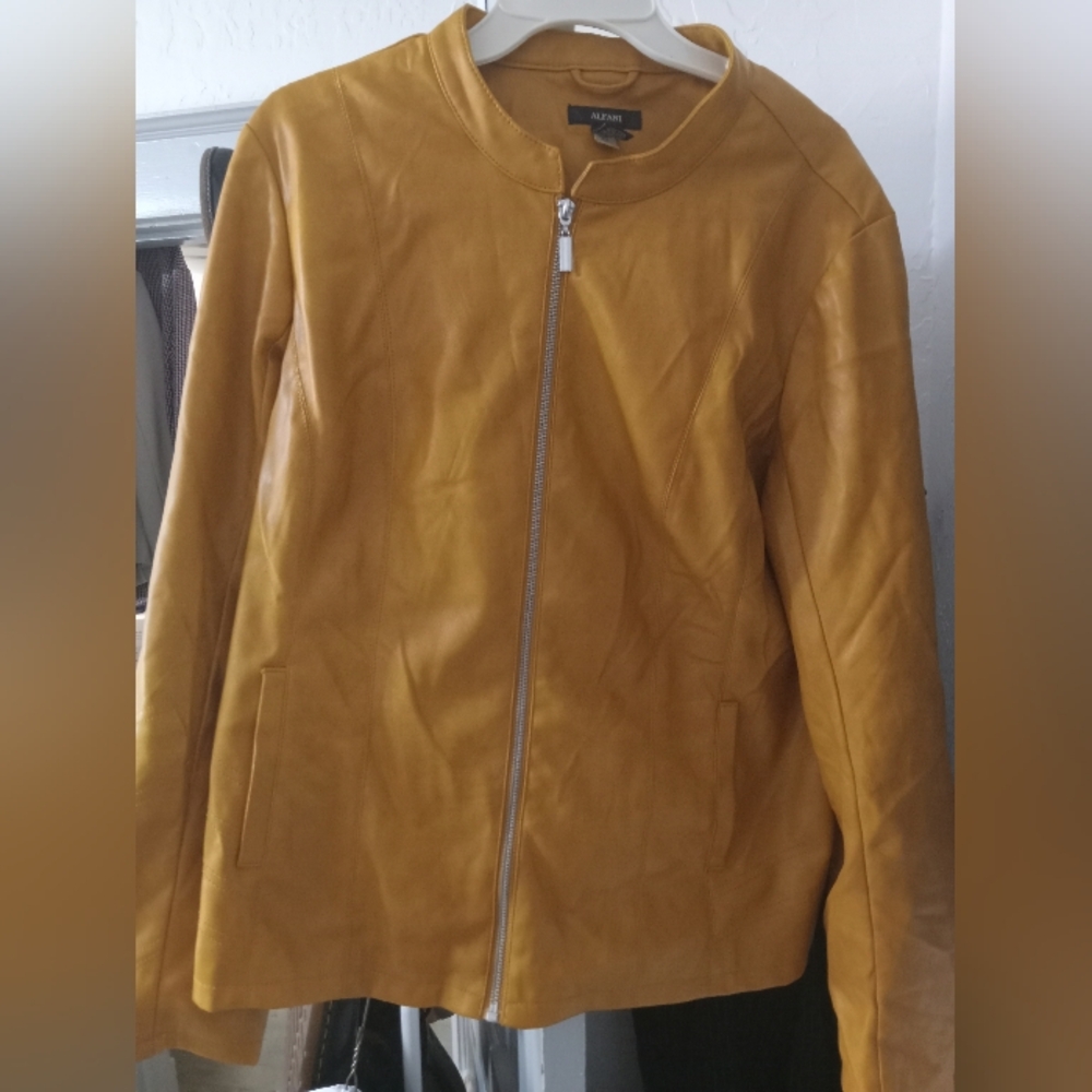 Alfani Orange Faux Leather Jacket